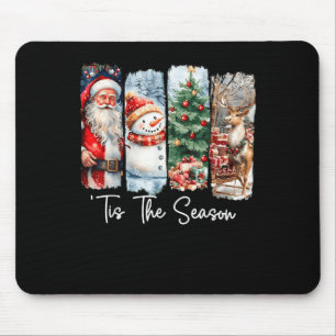 Frohe Weihnachten Die Saison Santa Schneemann Baum Mousepad