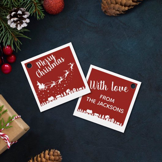 Frohe Weihnachten - die Schlittenhalle-Silhouette Geschenkanhänger