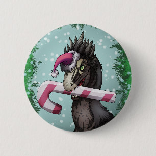 Frohe Weihnachten Dinosaur Button