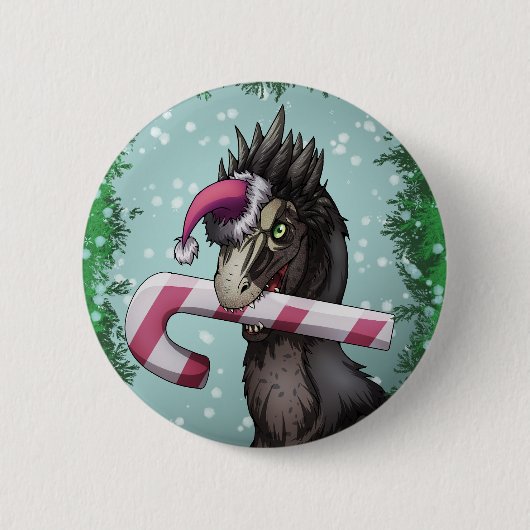 Frohe Weihnachten Dinosaur Button (Vorderseite)