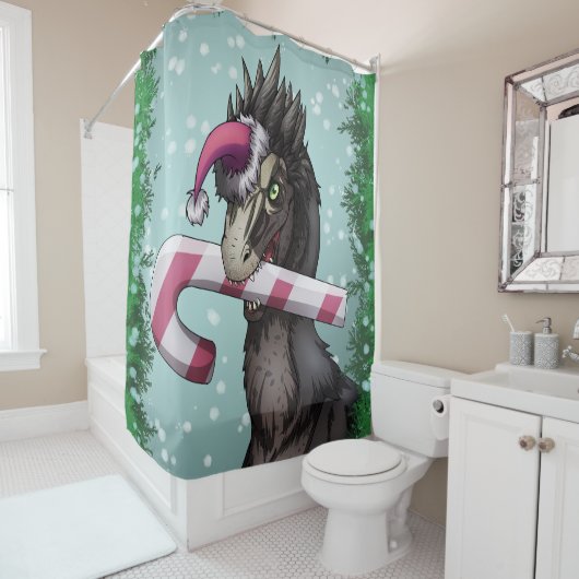 Frohe Weihnachten Dinosaur Duschvorhang (Beispiel)