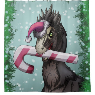 Frohe Weihnachten Dinosaur Duschvorhang
