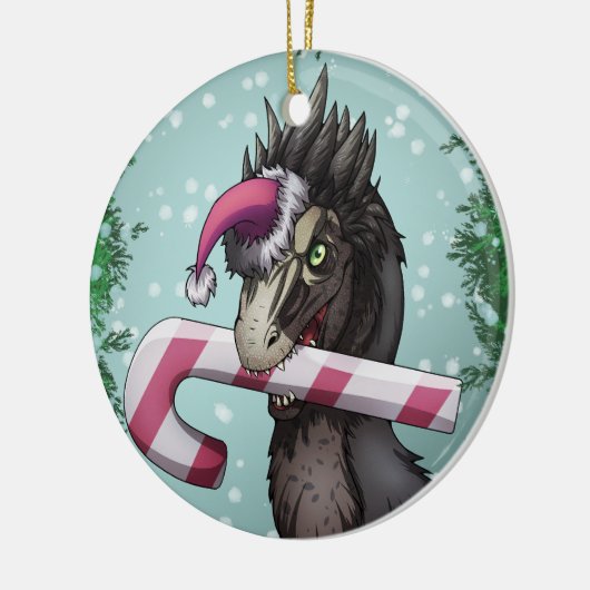 Frohe Weihnachten Dinosaur Keramik Ornament (Links)