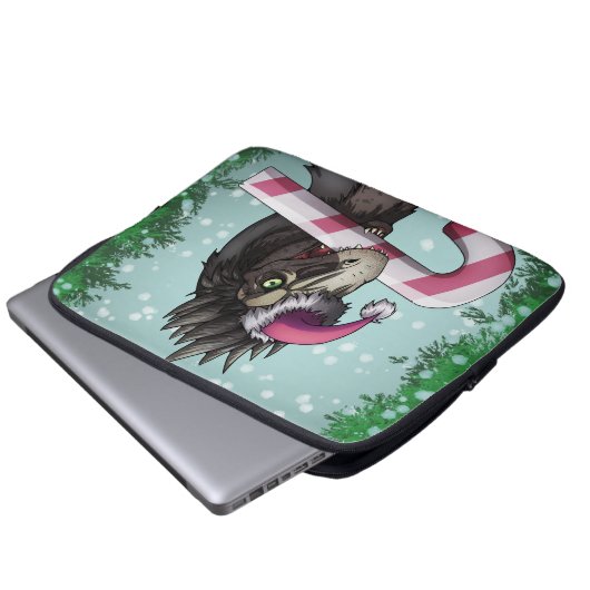 Frohe Weihnachten Dinosaur Laptopschutzhülle (Vorne Knopf)
