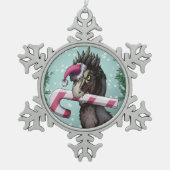 Frohe Weihnachten Dinosaur Schneeflocken Zinn-Ornament (Vorderseite)