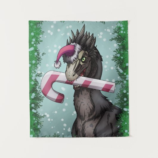 Frohe Weihnachten Dinosaur Wandteppich (Vorderseite)