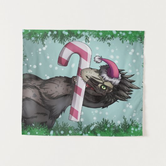 Frohe Weihnachten Dinosaur Wandteppich (Vorderseite (Horizontal))