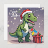 Frohe Weihnachten Dinosaurier mit Gegenwart (Vorne/Hinten)