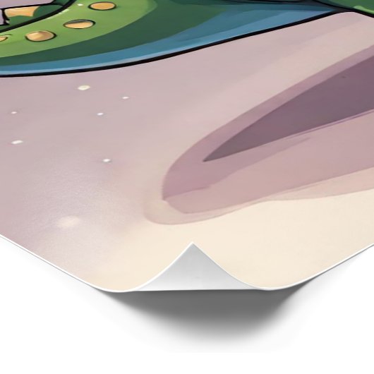 Frohe Weihnachten Dinosaurier mit Gegenwart Poster (Ecke)