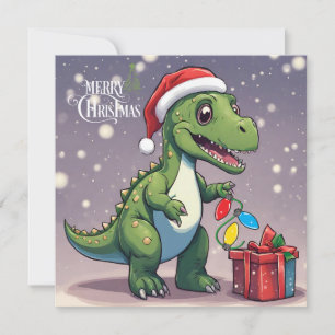 Frohe Weihnachten Dinosaurier mit Geschenk