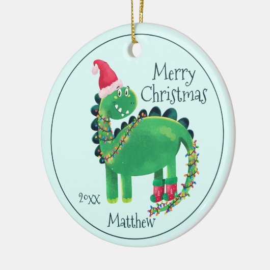 Frohe Weihnachten Dinosauriername Keramik Ornament (Links)