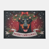 Frohe Weihnachten Doberman Hund twinkling Weihnach Fußmatte (Vorderseite)