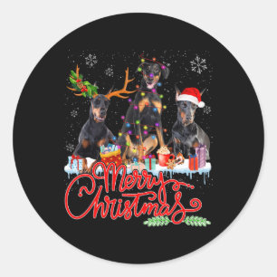Frohe Weihnachten Doberman Pinscher Dogs Santa Rei Runder Aufkleber