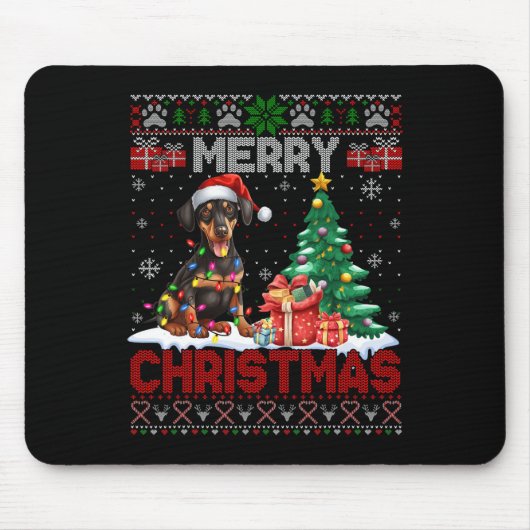 Frohe Weihnachten Doberman Pinscher Lover Ugly Xma Mousepad (Vorne)