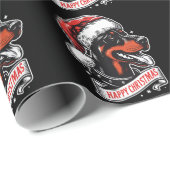 Frohe Weihnachten - Dobermann Weihnachtsmannmütze  Geschenkpapier (Rolleneckpunkt)