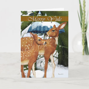 Frohe Weihnachten Doe and Fawn Hirsch Grußkarte