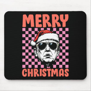 Frohe Weihnachten Donald Trump Santa Checkered Hol Mousepad