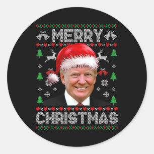 Frohe Weihnachten Donald Trump Weihnachtsfamilie X Runder Aufkleber