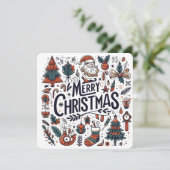 Frohe Weihnachten Doodle Art Celebration Einladung (Stehend Vorderseite)