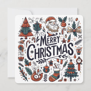 Frohe Weihnachten Doodle Art Celebration Einladung