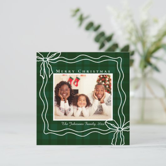 Frohe Weihnachten doodle Bogen Foto grün kariert (Stehend Vorderseite)