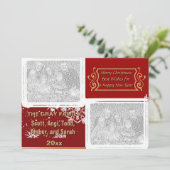 Frohe Weihnachten Doppelseitiges 3 Foto Urlaubskar (Stehend Vorderseite)