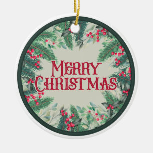 Frohe Weihnachten Double SIded Keramik Ornament