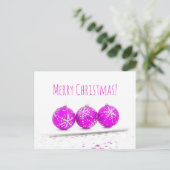 Frohe Weihnachten Drei Baubles Star Hot Pink White (Stehend Vorderseite)