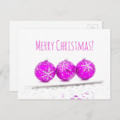 Frohe Weihnachten Drei Baubles Star Hot Pink White (Vorne/Hinten)