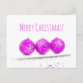 Frohe Weihnachten Drei Baubles Star Hot Pink White (Vorderseite)