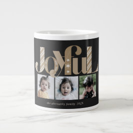 Frohe Weihnachten Drei Foto Black Gold Jumbo-Tasse