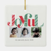 Frohe Weihnachten Drei Foto Rot Grün Keramikornament (Rückseite)