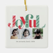 Frohe Weihnachten Drei Foto Rot Grün Keramikornament (Vorderseite)