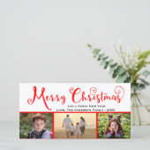 Frohe Weihnachten Drei Foto Script - Fotokarte (Stehend Vorderseite)