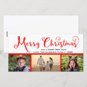 Frohe Weihnachten Drei Foto Script - Fotokarte (Vorne/Hinten)