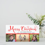 Frohe Weihnachten Drei Foto Script - Fotokarte (Stehend Vorderseite)