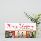 Frohe Weihnachten Drei Foto Script - Fotokarte (Stehend Vorderseite)