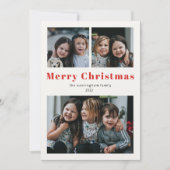 Frohe Weihnachten Drei Foto Simple Red Kraft Holid (Vorderseite)