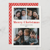 Frohe Weihnachten Drei Foto Simple Red Kraft Holid (Vorne/Hinten)