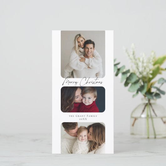 Frohe Weihnachten drei Foto Urlaub (Stehend Vorderseite)