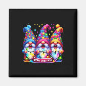 Frohe Weihnachten Drei Gnomes Xmas Familie Männer Magnet (Vorne)