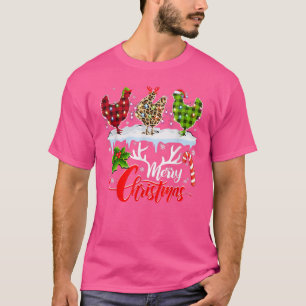 Frohe Weihnachten Drei Hühnchen Buffalo Leopard Re T-Shirt