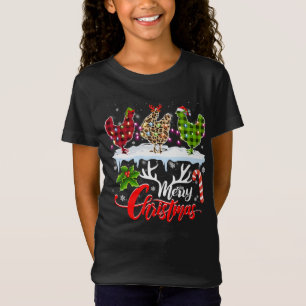 Frohe Weihnachten Drei Hühnchen Buffalo Leopard Re T-Shirt