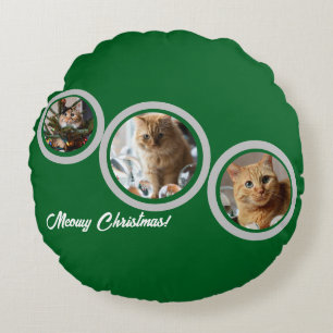 Frohe Weihnachten Drei Katzen Fotos Anpassen Rundes Kissen