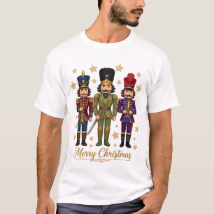 Frohe Weihnachten Drei Nussknacker Goldene Sterne T-Shirt