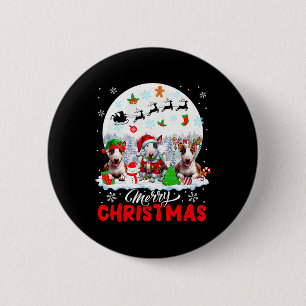 Frohe Weihnachten Drei Santa Elf Reindeer Bull Ter Button