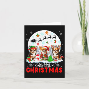 Frohe Weihnachten Drei Santa Elf Reindeer Chihuahu Karte