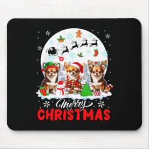 Frohe Weihnachten Drei Santa Elf Reindeer Chihuahu Mousepad