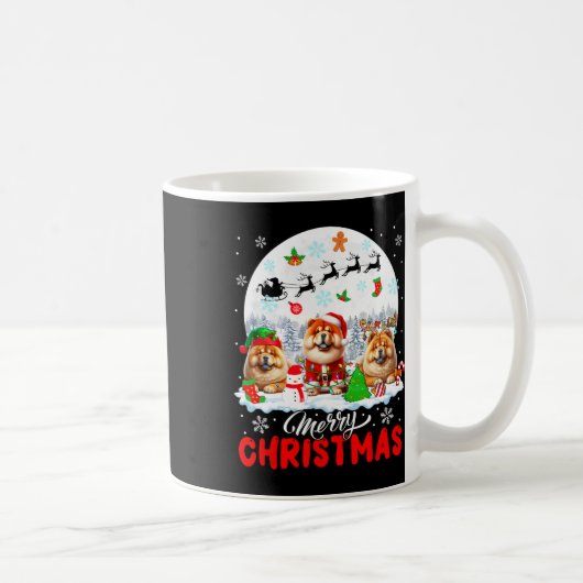 Frohe Weihnachten Drei Santa Elf Reindeer Chow Cho Kaffeetasse (Rechts)