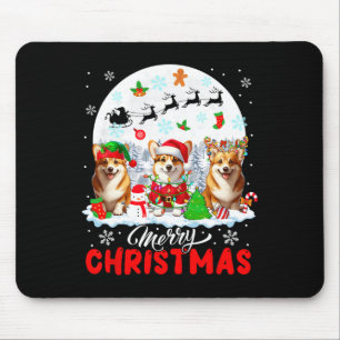 Frohe Weihnachten Drei Santa Elf Reindeer Corgis O Mousepad